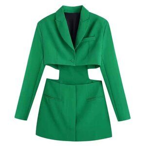 Green Cutout Suit Cocktail Dress